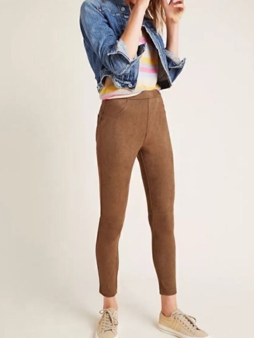 NWT SANCTUARY for Anthropologie Faux Suede -Brown Ponte Leggings - Small